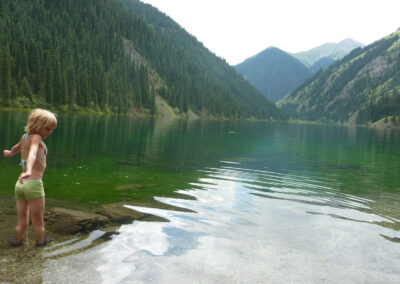 Young Kailyn by the lake in Kazakhstan